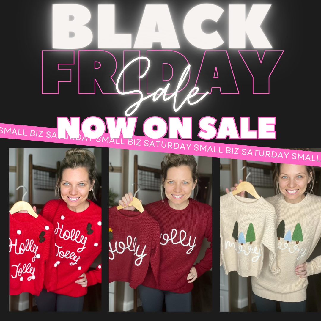 RTS: Adult and Kid Rope Embroidered Holiday Sweaters