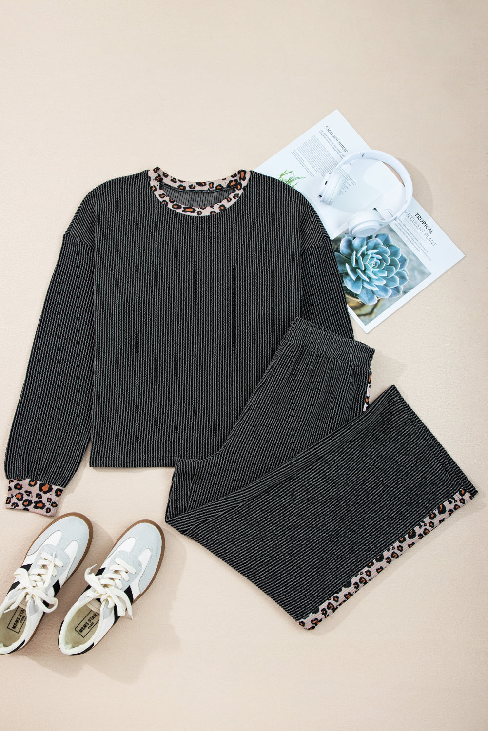 PREORDER: The Shannah Ribbed and Leopard Set (long sleeve) 9.8.25