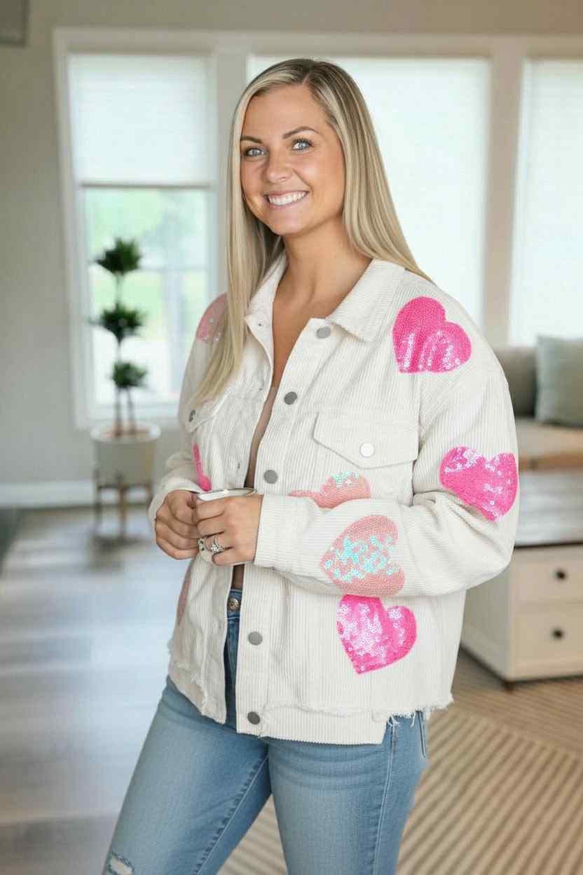RTS: Sequin Heart Corduroy Shacket!