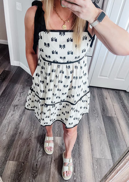 RTS: Black and White Bow Dress
