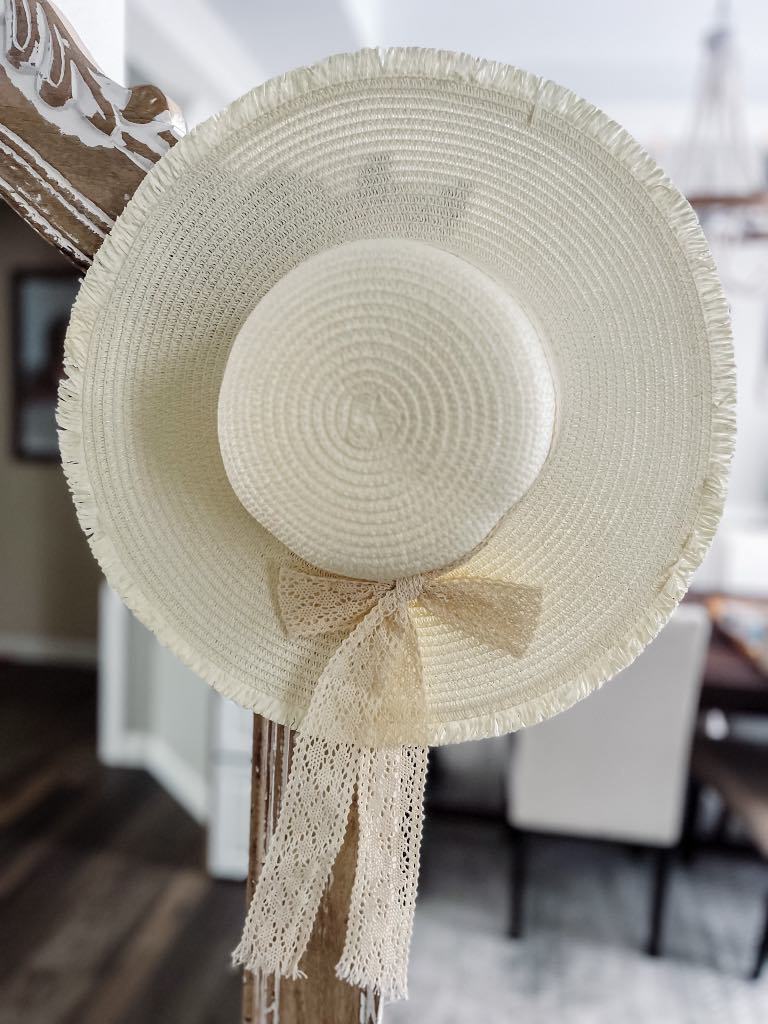 RTS: Straw Sunhat with Lace Ribbon-