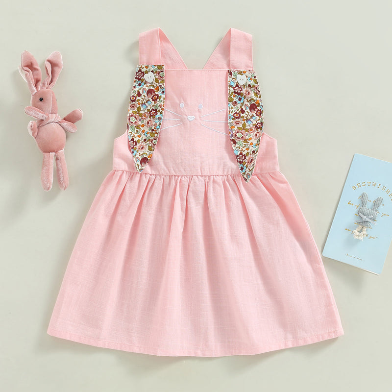 RTS: Linen Bunny Dress or Onesie Bunny Tail with Floral Removeable Ears