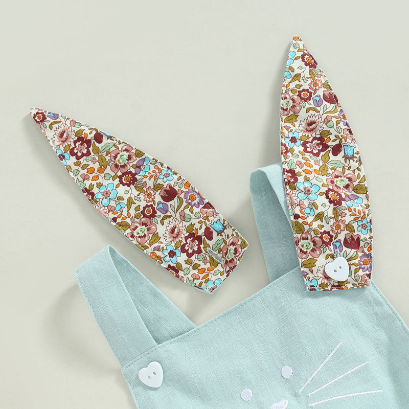 RTS: Linen Bunny Dress or Onesie Bunny Tail with Floral Removeable Ears