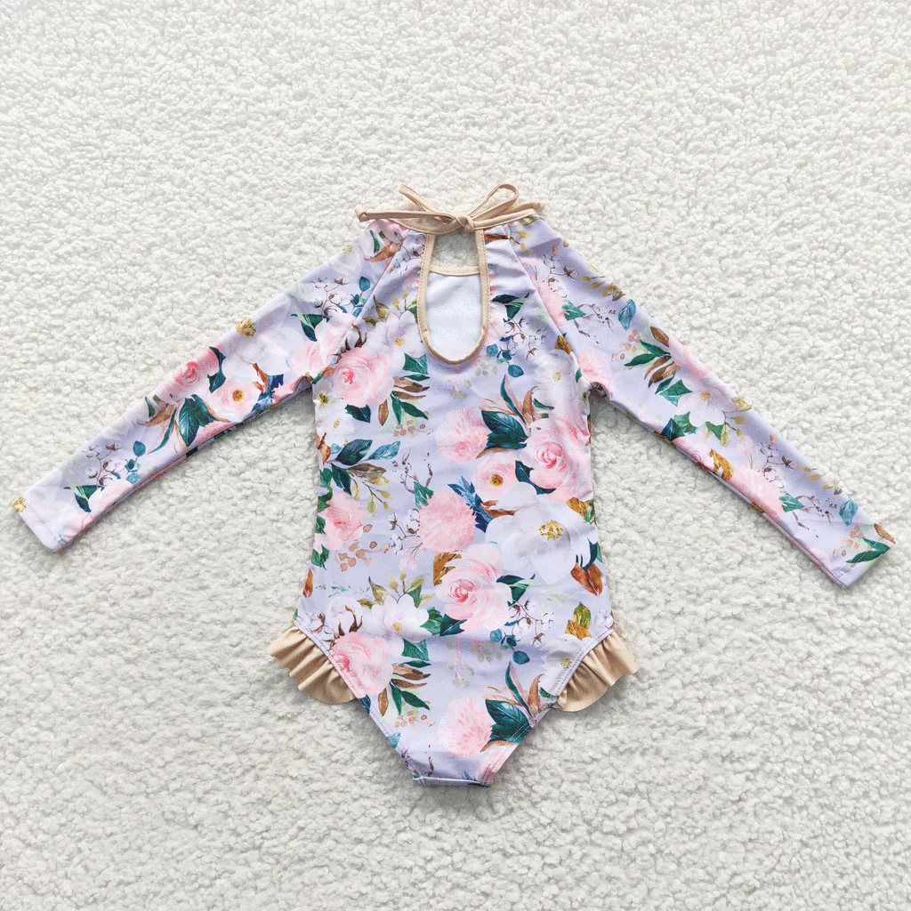 RTS: Girls Long Sleeve Floral swims
