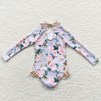 RTS: Girls Long Sleeve Floral swims
