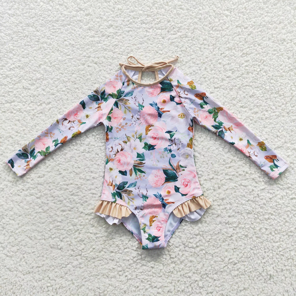 RTS: Girls Long Sleeve Floral swims