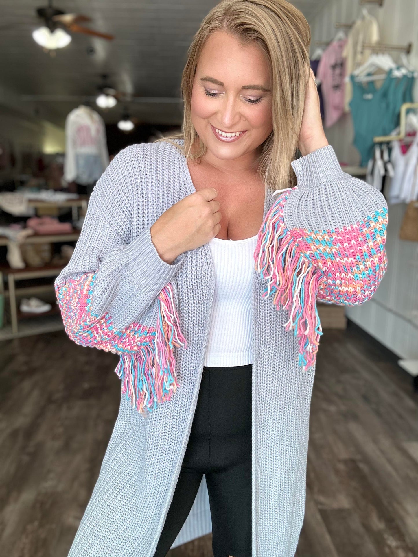 RTS: Rayna Rainbow fringe cardigan-