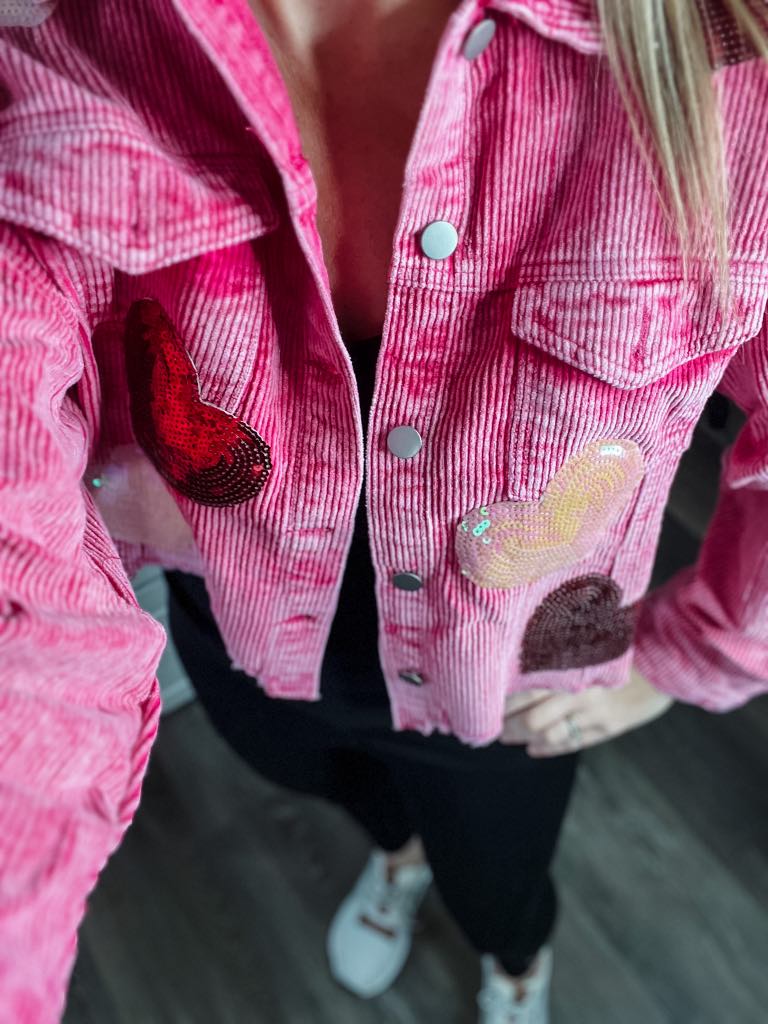 RTS: Sequin Heart Corduroy Shacket!