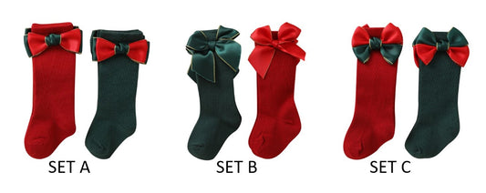 RTS: Girls bow holiday socks!