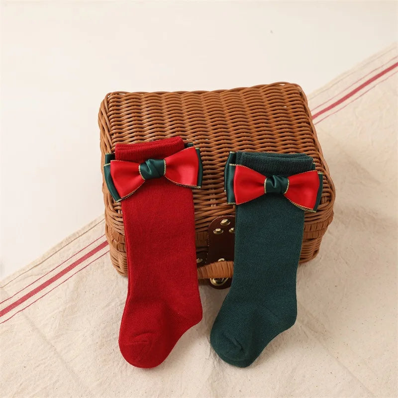 RTS: Girls bow holiday socks!