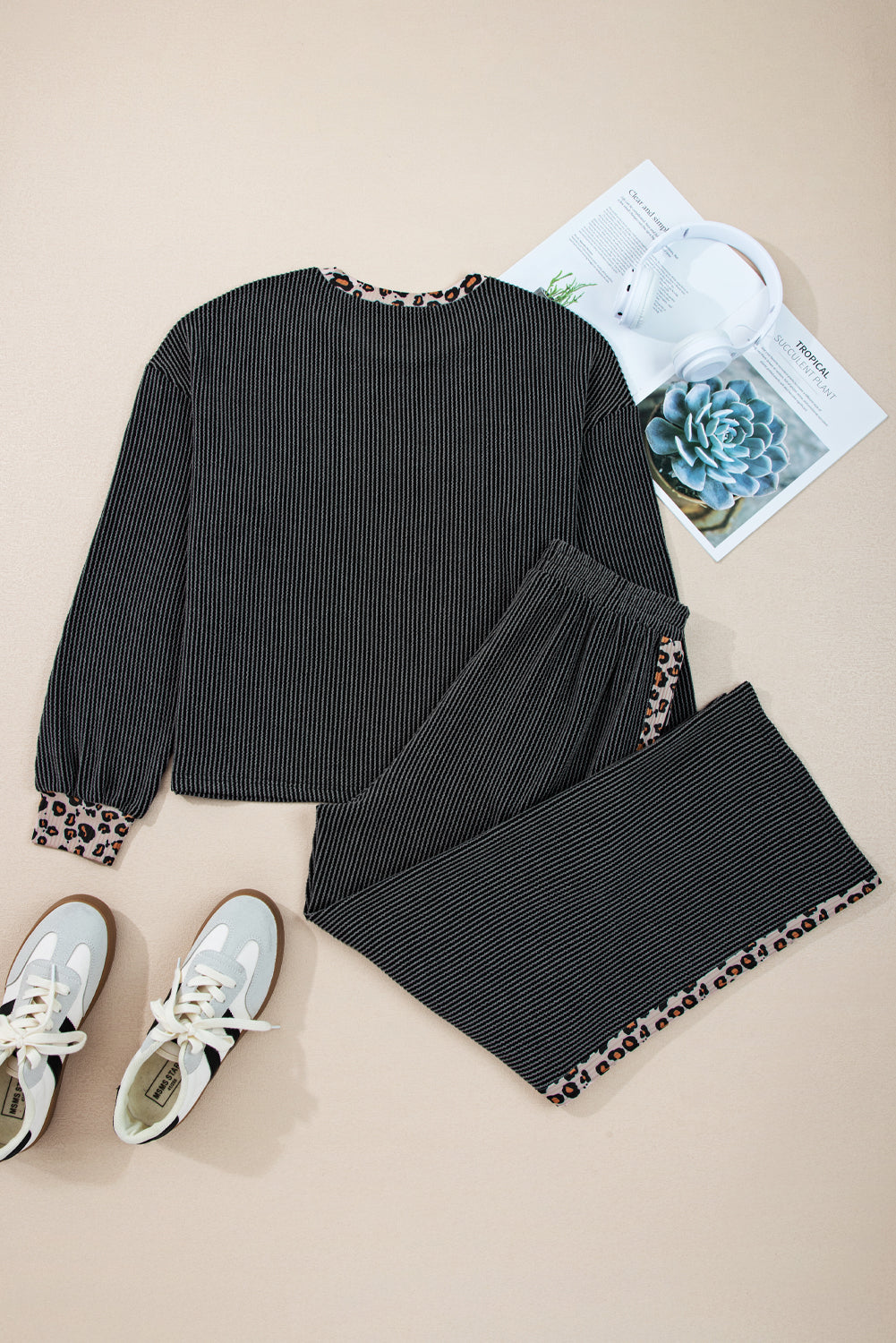PREORDER: The Shannah Ribbed and Leopard Set (long sleeve) 9.8.25