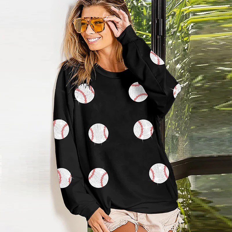 RTS: Sequin Baseball Sweatshirt-