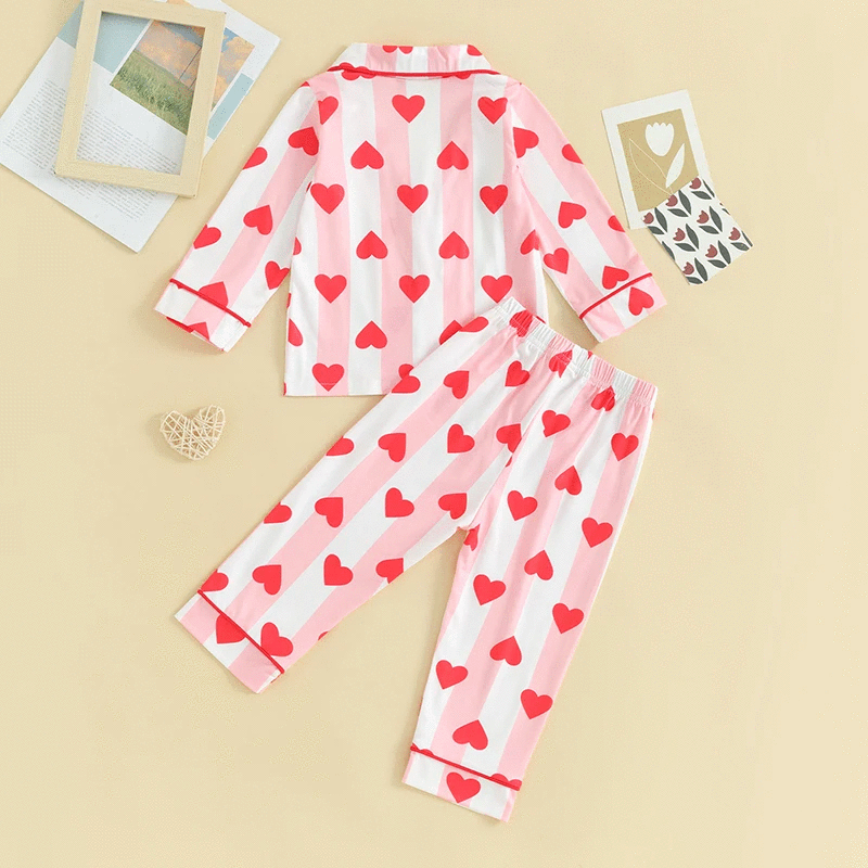 RTS: Pink & White Stripe Heart PJs!