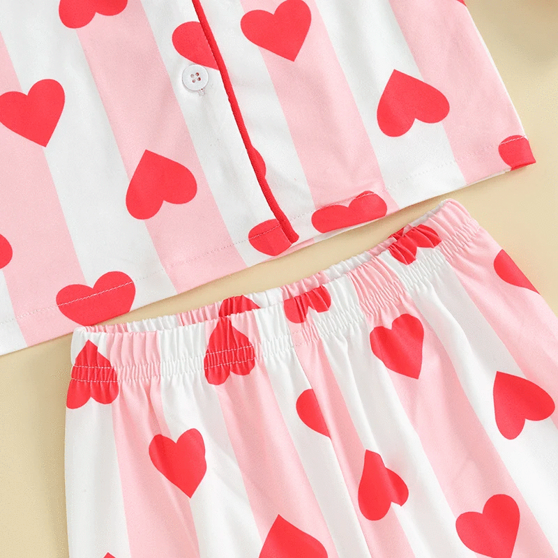 RTS: Pink & White Stripe Heart PJs!