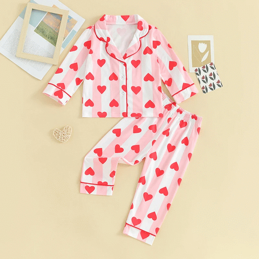 RTS: Pink & White Stripe Heart PJs!