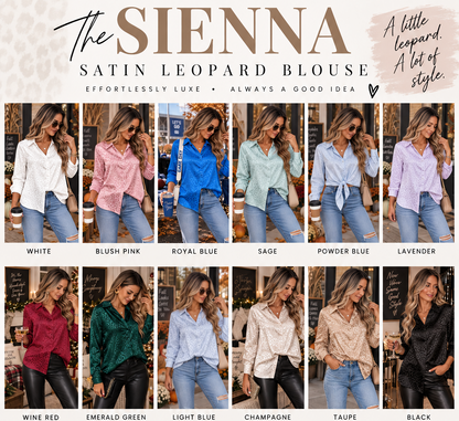 PREORDER: The Sienna Satin Leopard Blouse 9.28.26