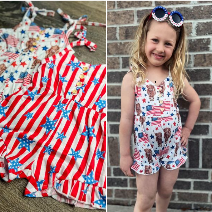 RTS: The Paige Patriotic Girl's Romper