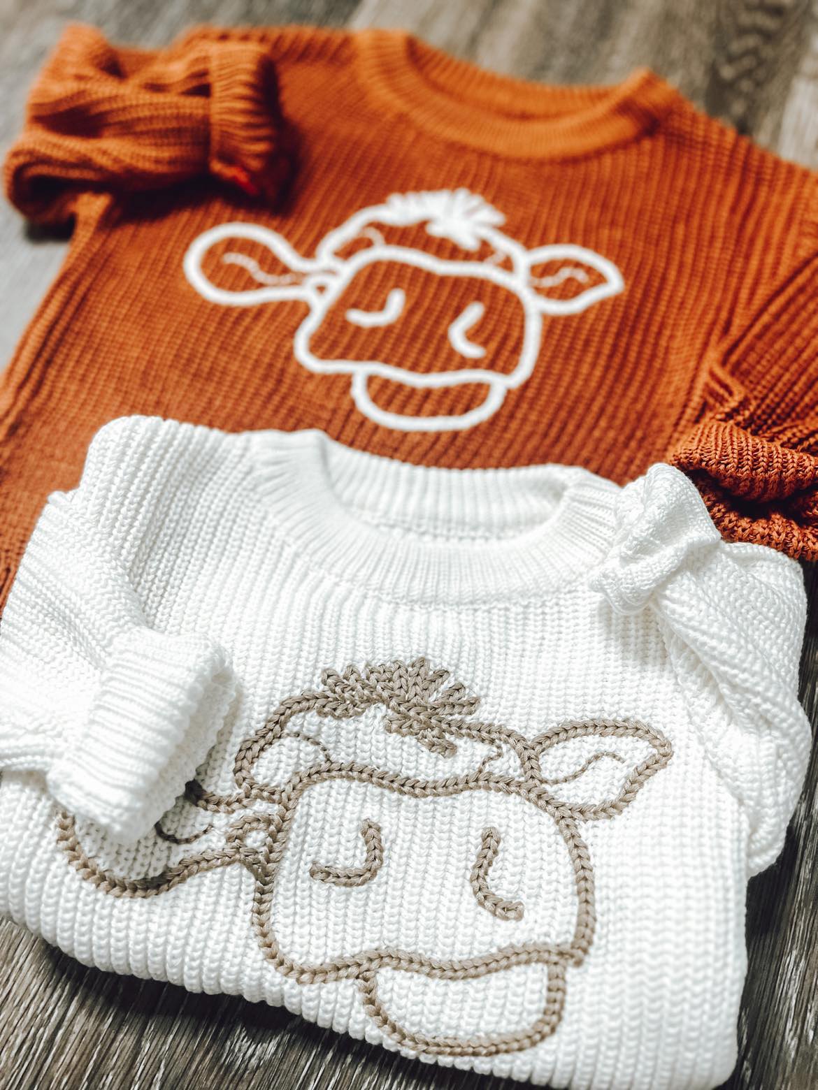 RTS: Cow Embroidered Kids Sweater