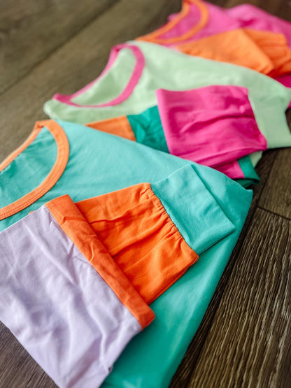 RTS: The Lilly Lightweight Color Block Long Sleeve Top-