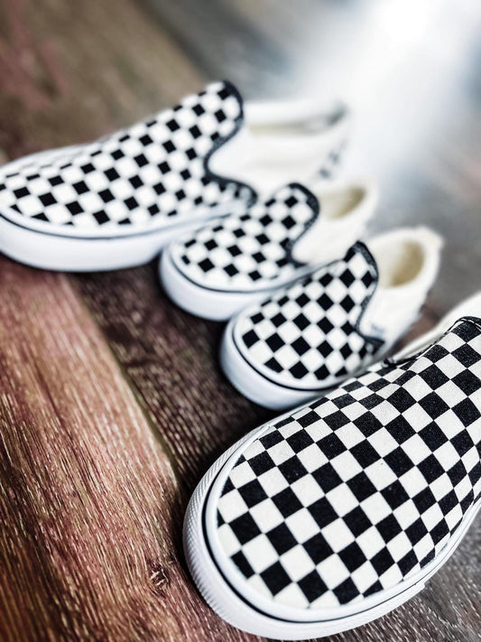 RTS: Black and White Checker Slip-ons