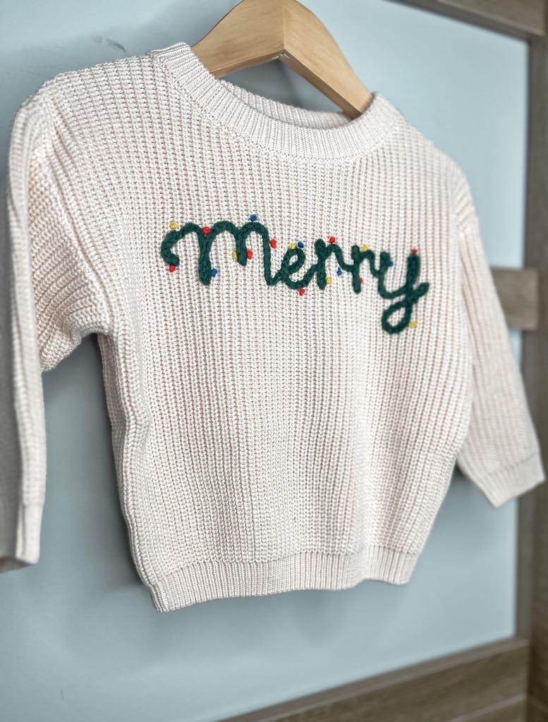 RTS: Adult and Kid Rope Embroidered Holiday Sweaters