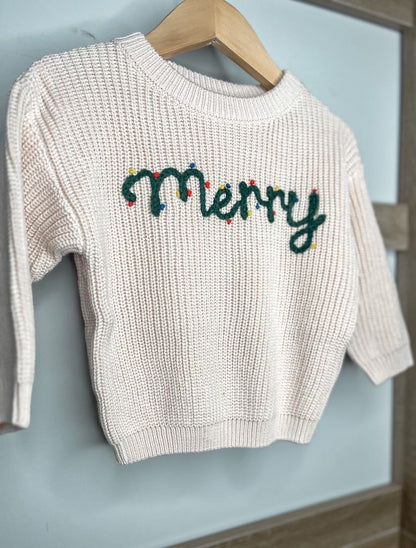 black friday pink saturday RTS: Adult and Kid Rope Embroidered Holiday Sweaters