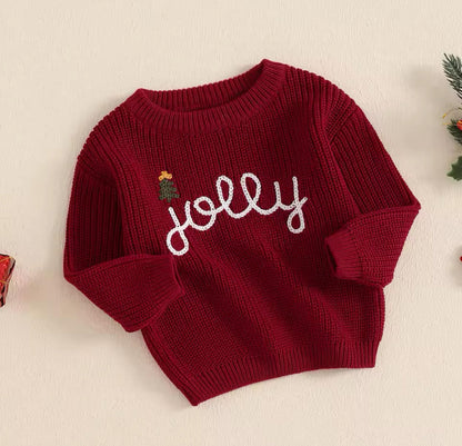 black friday pink saturday RTS: Adult and Kid Rope Embroidered Holiday Sweaters