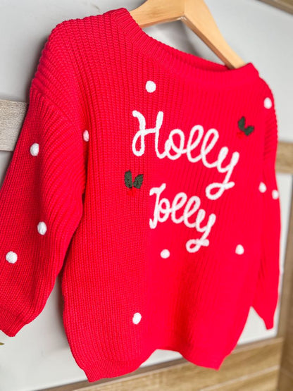 black friday pink saturday RTS: Adult and Kid Rope Embroidered Holiday Sweaters