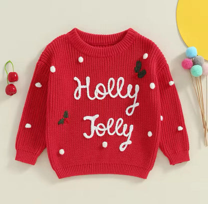 black friday pink saturday RTS: Adult and Kid Rope Embroidered Holiday Sweaters