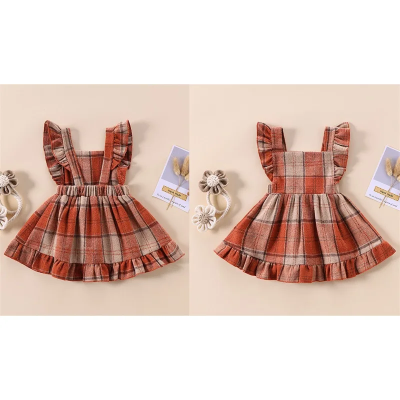 RTS: Plaid Ruffle Sleeve Dress