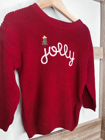 black friday pink saturday RTS: Adult and Kid Rope Embroidered Holiday Sweaters
