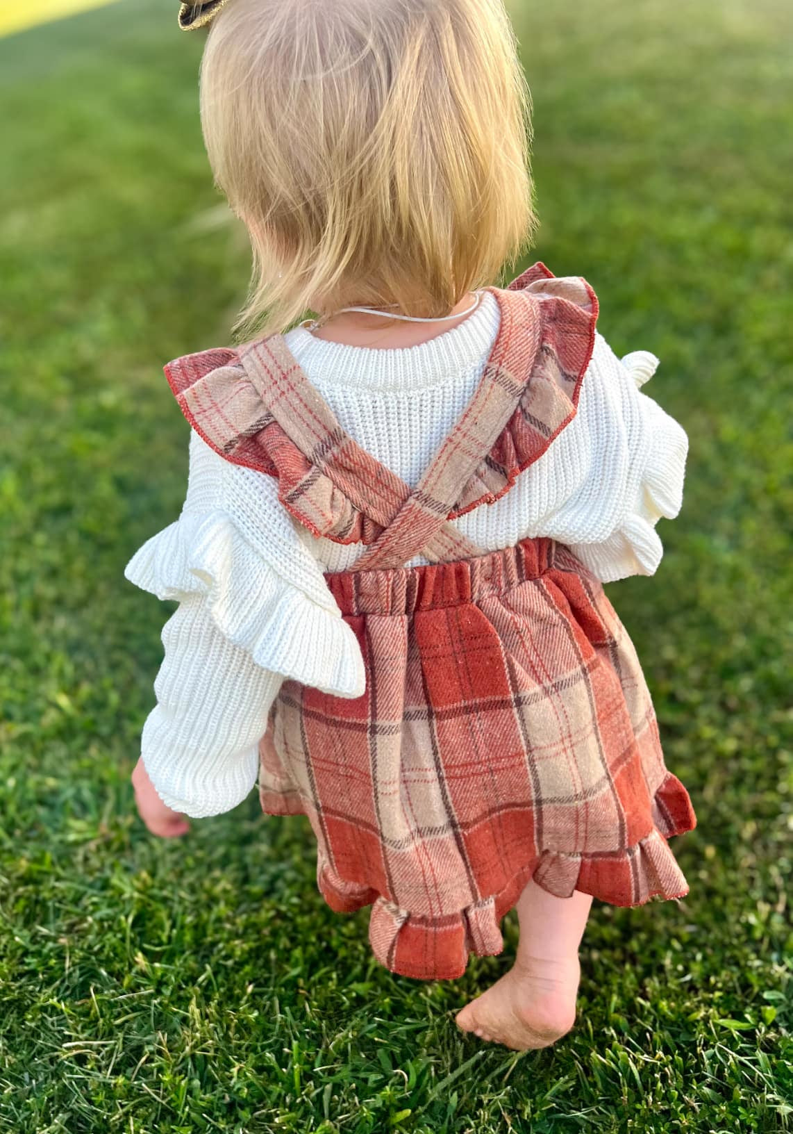 RTS: Plaid Ruffle Sleeve Dress