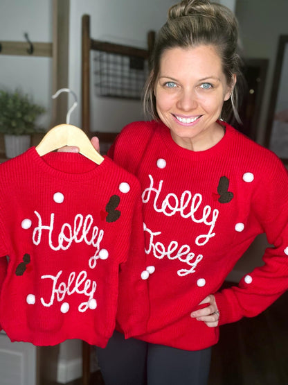black friday pink saturday RTS: Adult and Kid Rope Embroidered Holiday Sweaters