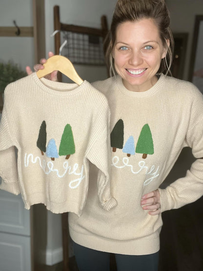 black friday pink saturday RTS: Adult and Kid Rope Embroidered Holiday Sweaters