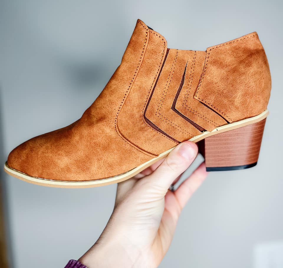 RTS: VEGAN LEATHER SLIP ON ANKLE BOOTS-