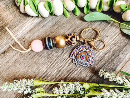 RTS: Rainbow Mama Puff or Bead Keyring-