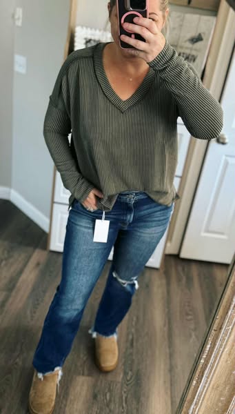 rts: zenana ribbed olive longsleeve