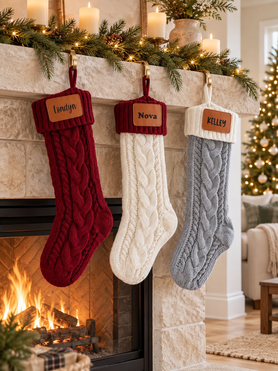 PREORDER: The Heirloom Cable Knit Stocking | Personalized Name Patch 10.5.26