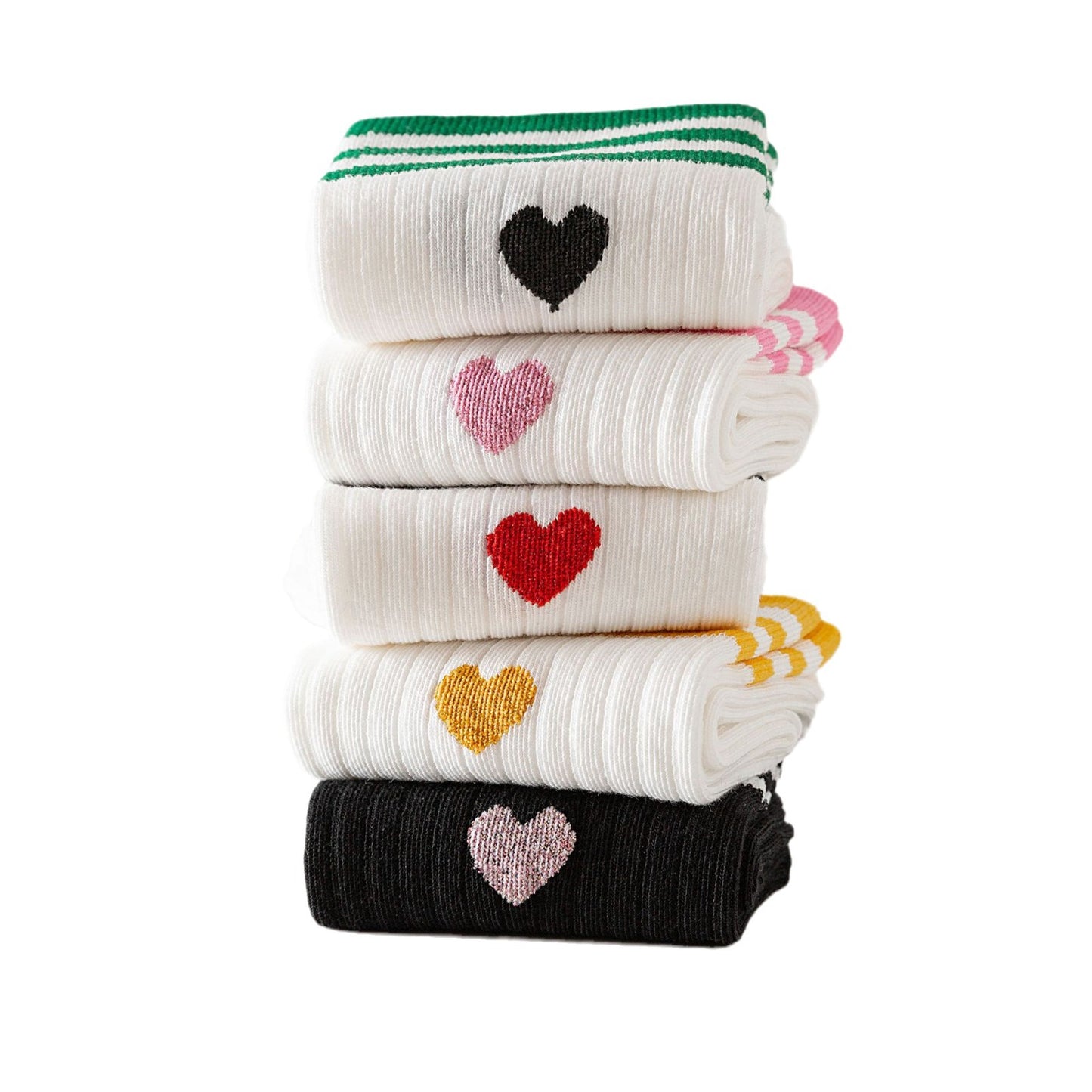 rts: Adult Stripe and Heart Cotton Socks