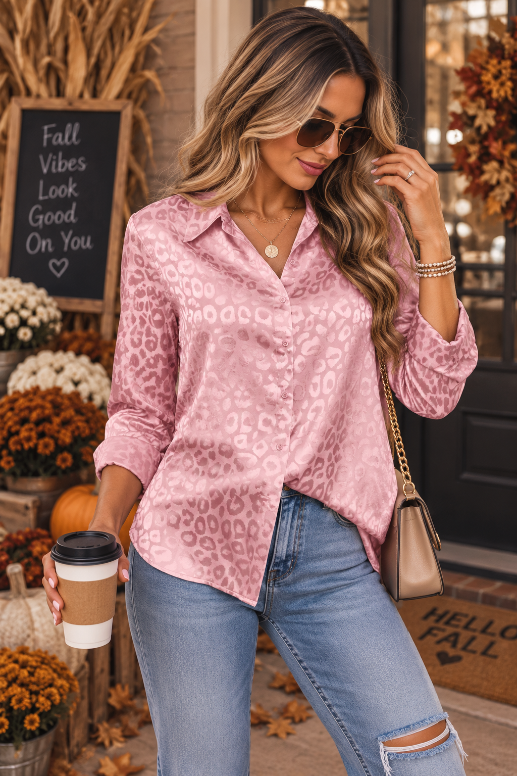 PREORDER: The Sienna Satin Leopard Blouse 9.28.26