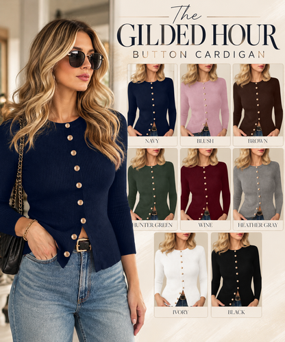 PREORDER: The Gilded Hour Button Cardigan 10.19.26