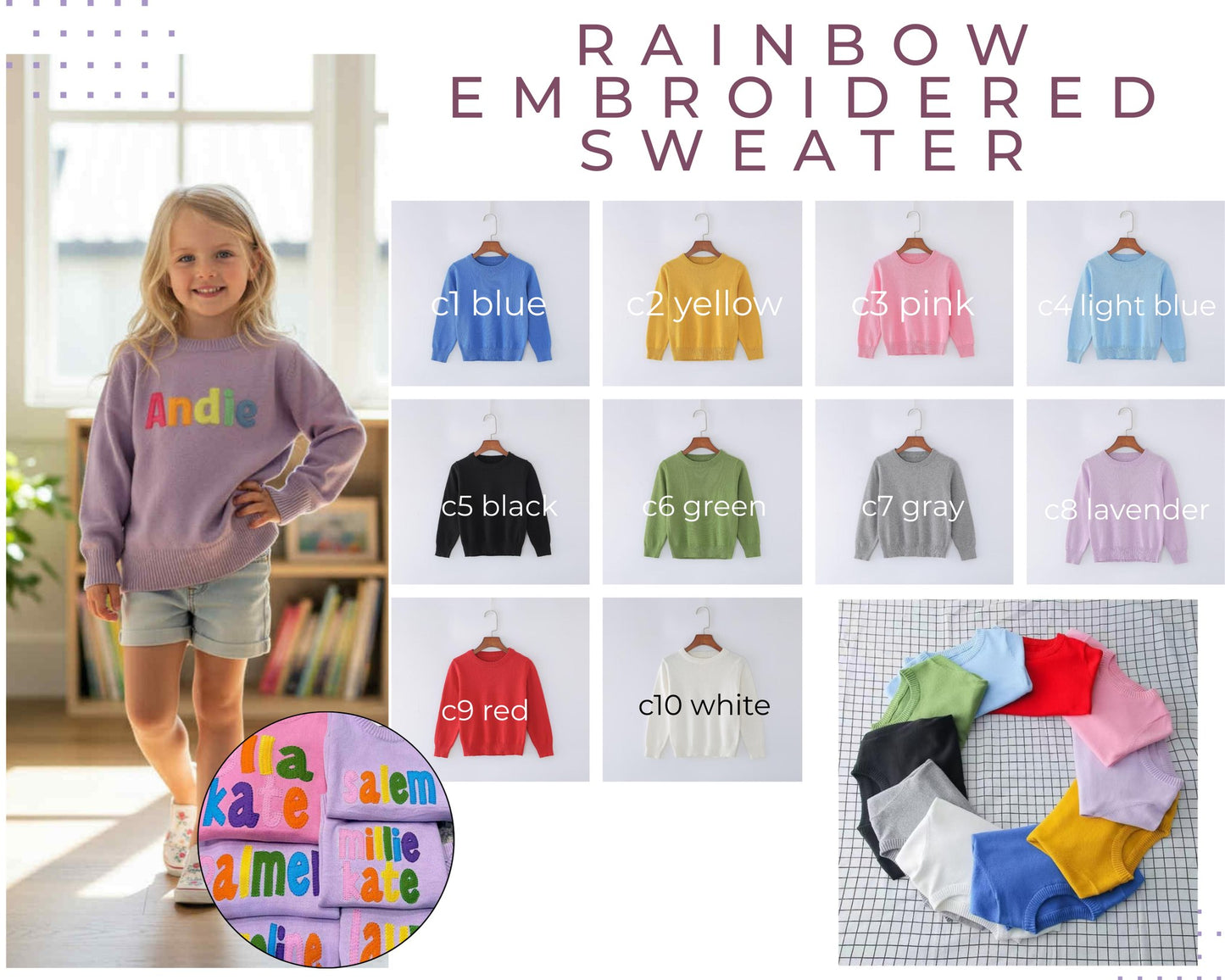 PREORDER: Rainbow Embroidered Sweater RERUN 3.2.26