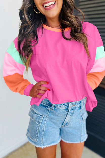 RTS: The Lilly Lightweight Color Block Long Sleeve Top-