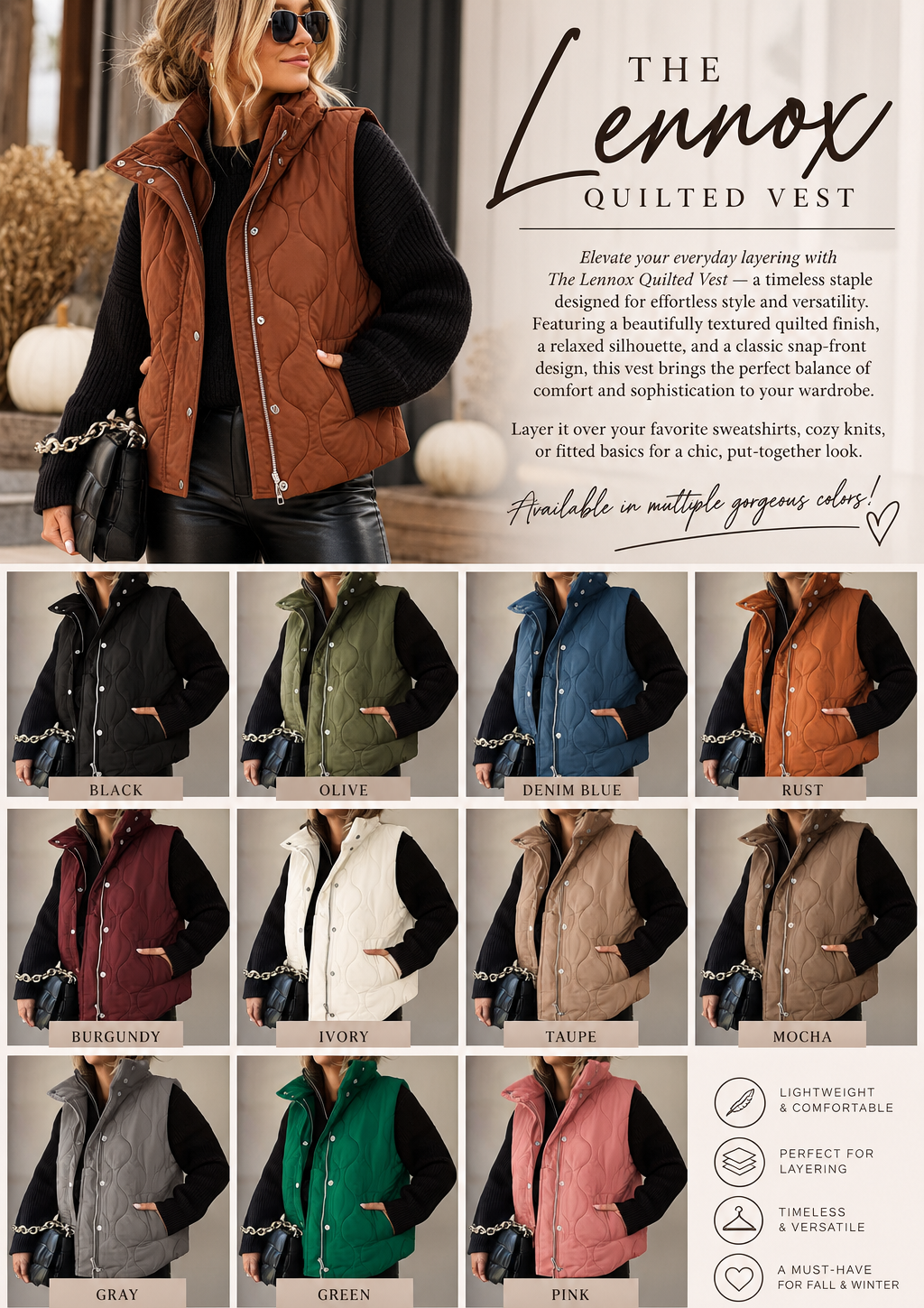 PREORDER: The Lennox Quilted Vest 10.19.26