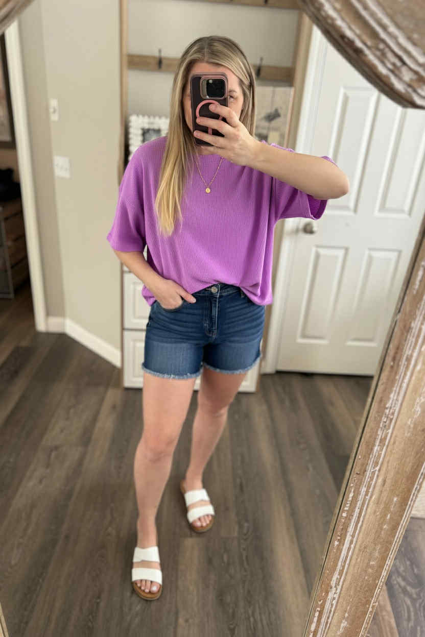 PREORDER: Zenana mid rise frayed hem denim shorts 2.16.26