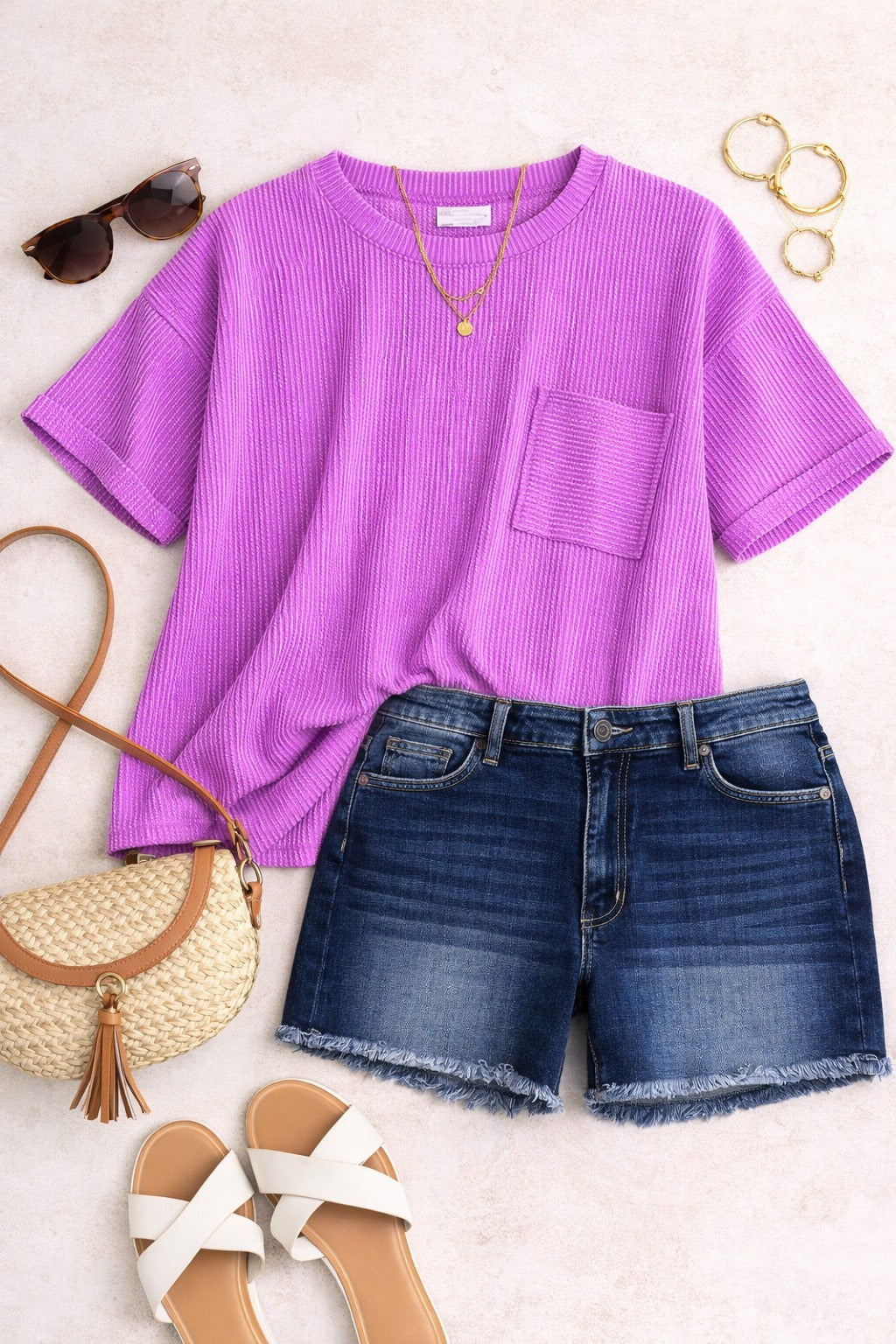 RTS: Zenana Ribbed Spring Boxy Shirt