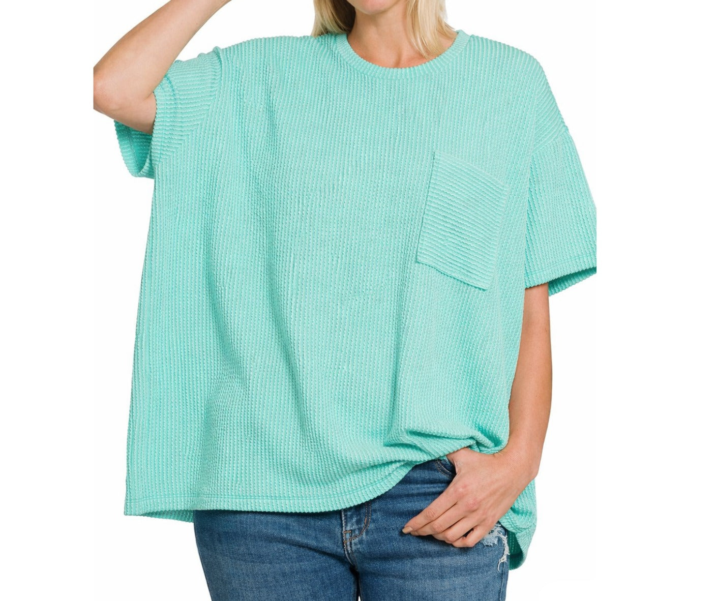 RTS: Zenana Ribbed Spring Boxy Shirt