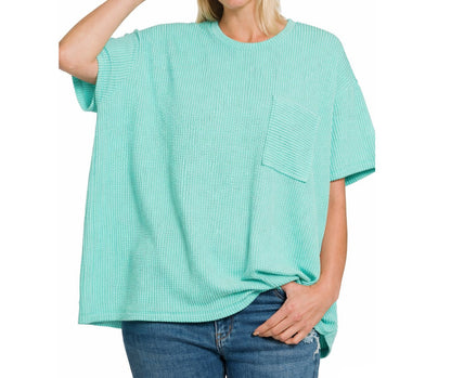 RTS: Zenana Ribbed Spring Boxy Shirt