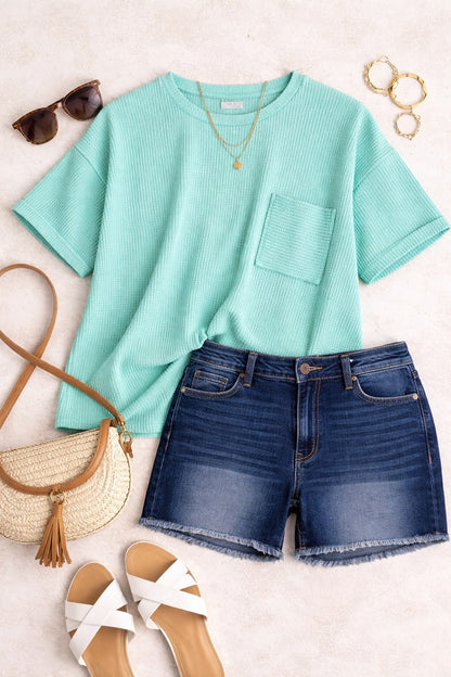RTS: Zenana Ribbed Spring Boxy Shirt
