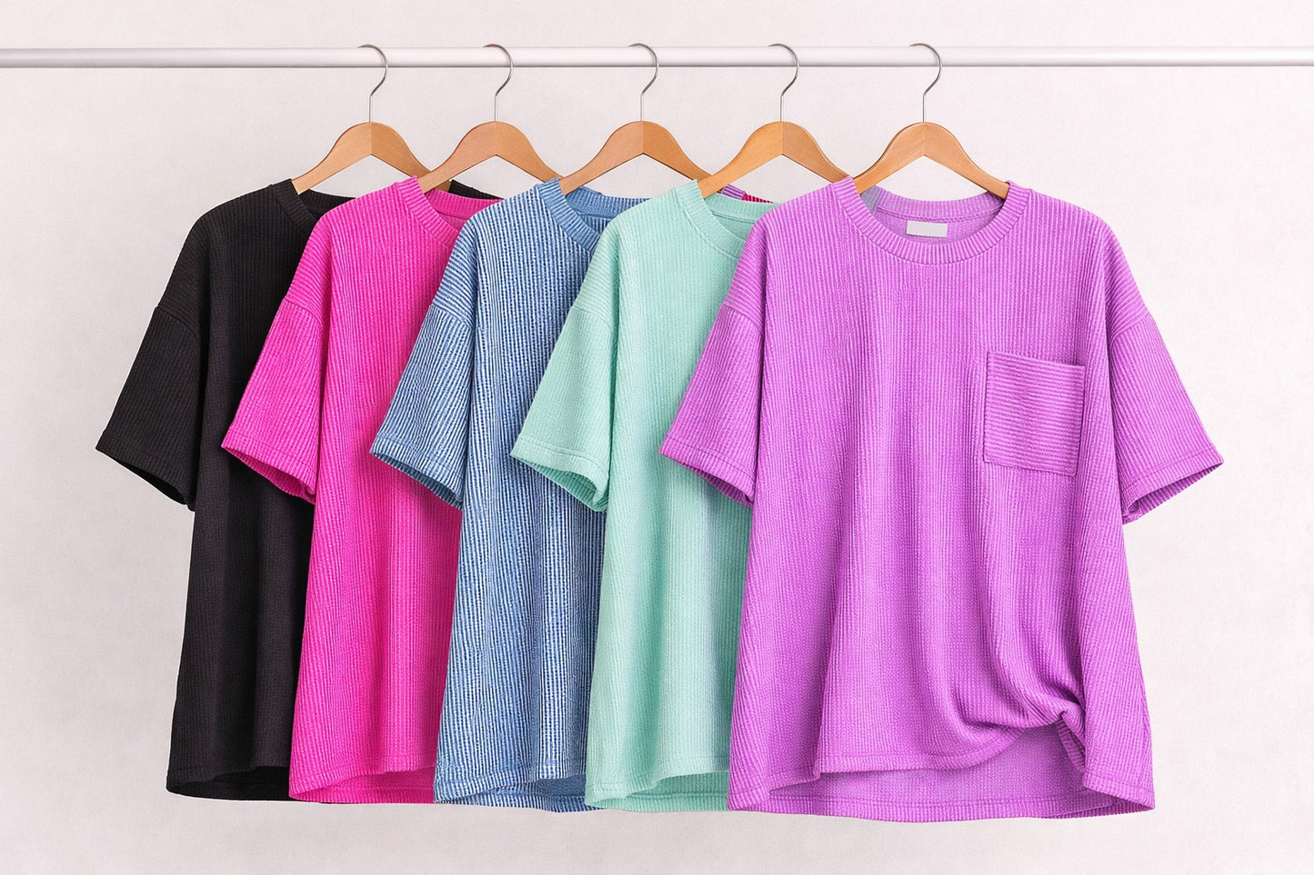 RTS: Zenana Ribbed Spring Boxy Shirt